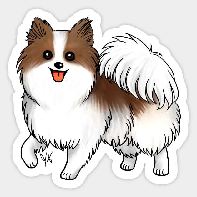 Dog - Pomeranian - Brown and white Sticker by Jen's Dogs Custom Gifts and Designs